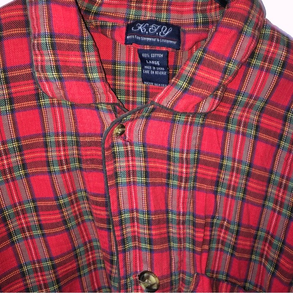Vintage red flannel button up sleep shirt size large - Picture 3 of 3